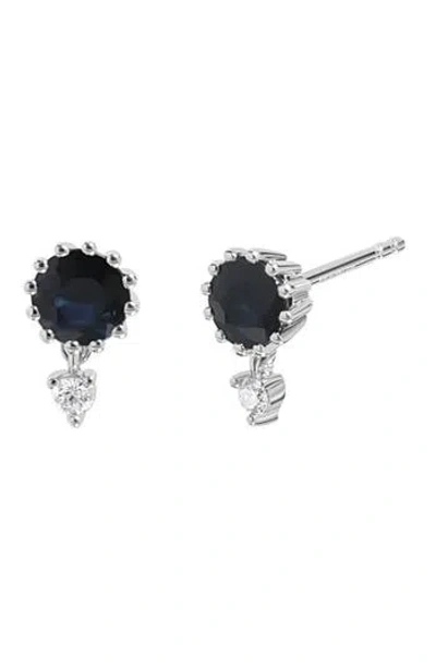 Bony Levy El Mar Diamond & Sapphire Stud Earrings In 18k White Gold