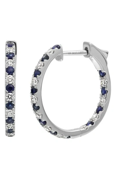 Bony Levy El Mar Diamond Hoop Earrings In 18k White Gold/sapphire