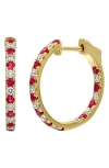 Bony Levy El Mar Diamond Hoop Earrings In 18k Yellow Gold/ruby
