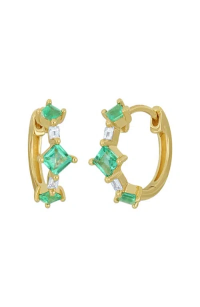 Bony Levy El Mar Emerald & Diamond Hoop Earrings In 18k Yellow Gold