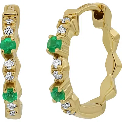 Bony Levy El Mar Emerald & Diamond Hoop Earrings In Multi