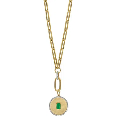 Bony Levy El Mar Emerald & Diamond Medallion Pendant Necklace In Emerald/18k Yellow Gold