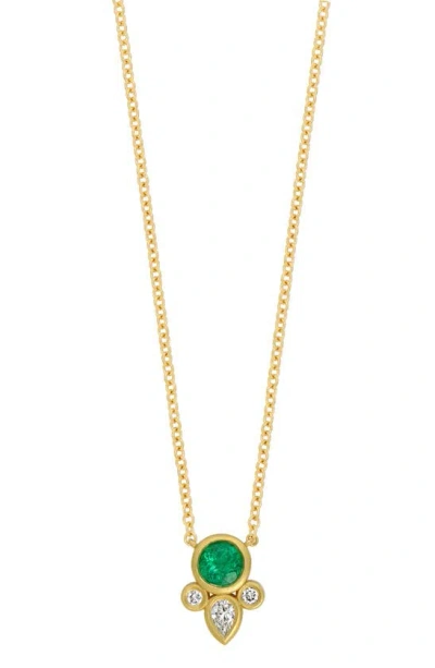 Bony Levy El Mar Emerald & Diamond Pendant Necklace In 18k Yellow Gold