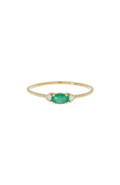 Bony Levy El Mar Emerald & Diamond Stackable Ring In 18k Yellow Gold