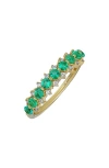 Bony Levy El Mar Emerald & Diamond Stacking Ring In 18k Yellow Gold