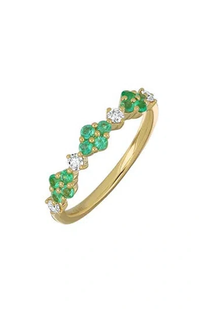 Bony Levy El Mar Emerald & Diamond Stacking Ring In White
