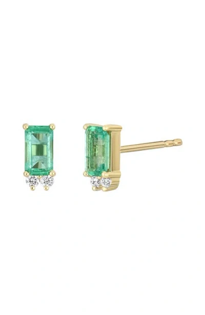 Bony Levy El Mar Emerald & Diamond Stud Earrings In 18k Yellow Gold/emerald