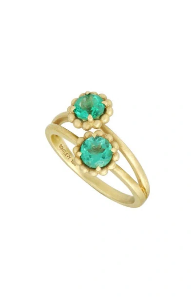 Bony Levy El Mar Emerald Flower Ring In 18k Yellow Gold