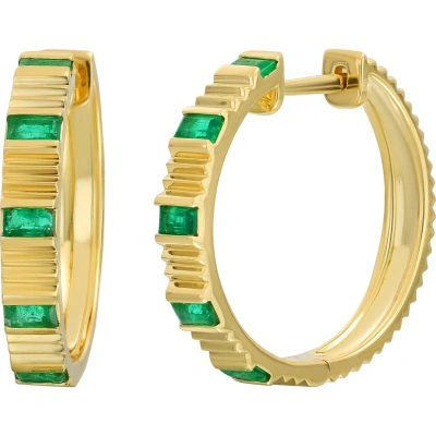 Bony Levy El Mar Emerald Hoop Earrings In 18k Yellow Gold