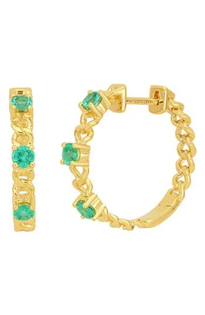 Bony Levy El Mar Emerald Hoop Earrings In Green