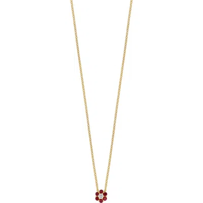 Bony Levy El Mar Gemstone & Diamond Flower Pendant Necklace In 18k Yg Ruby/diamond