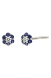 Bony Levy El Mar Gemstone & Diamond Flower Stud Earrings In 18k W. Gold/ Sapphire/ Diamond