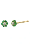 Bony Levy El Mar Gemstone & Diamond Flower Stud Earrings In 18k Y. Gold/ Emerald/ Diamond