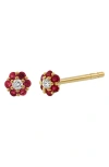 Bony Levy El Mar Gemstone & Diamond Flower Stud Earrings In 18k Y. Gold/ruby/diamond