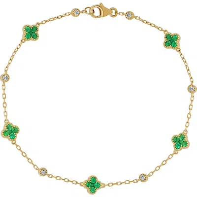 Bony Levy El Mar Gemstone & Diamond Station Bracelet In 18k Yellow Gold/emerald