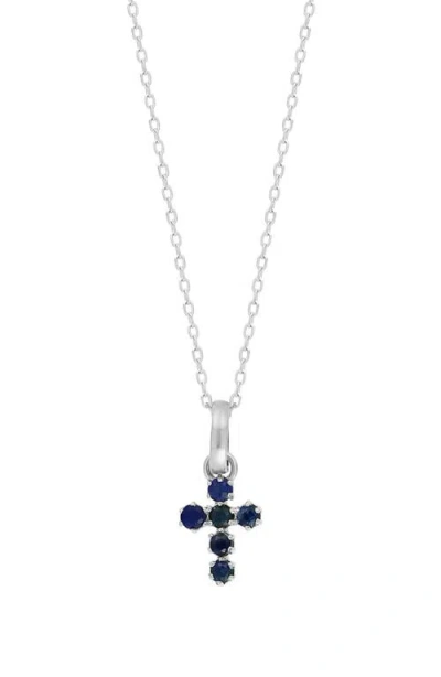 Bony Levy El Mar Gemstone Cross Pendant Necklace In 18k White Gold Sapphire