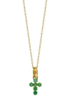Bony Levy El Mar Gemstone Cross Pendant Necklace In 18k Yellow Gold Emerald