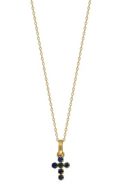 Bony Levy El Mar Gemstone Cross Pendant Necklace In 18k Yellow Gold Sapphire