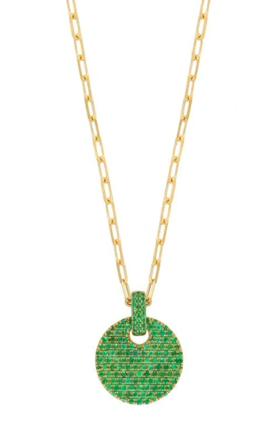 Bony Levy El Mar Gemstone Pavé Pendant Necklace In 18k Yellow Gold/emerald