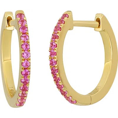 Bony Levy El Mar Huggie Hoop Earrings In 18k Yellow Pink Sapphire