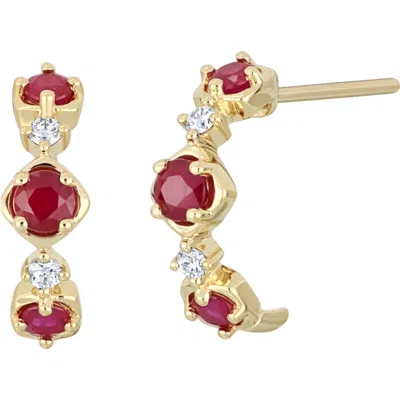 Bony Levy El Mar Ruby & Diamond Hoop Earrings In 18k Yellow Gold