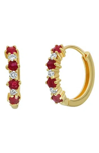 Bony Levy El Mar Ruby & Diamond Hoop Earrings In 18k Yellow Gold