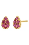 Bony Levy El Mar Ruby Pear Stud Earrings In Gold