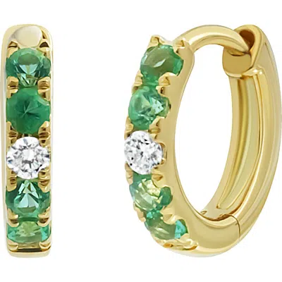Bony Levy El Mar Sapphire & Diamond Hoop Earrings In 18k W. Gold/emerald/diamond
