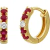 Bony Levy El Mar Sapphire & Diamond Hoop Earrings In 18k Y. Gold/ruby/diamond
