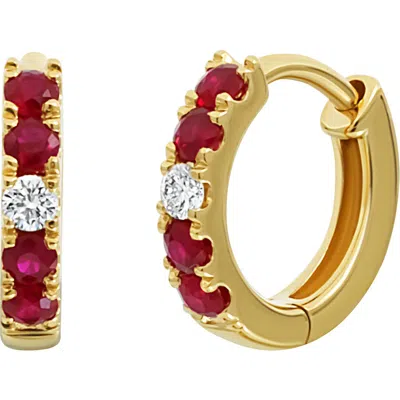 Bony Levy El Mar Sapphire & Diamond Hoop Earrings In 18k Y. Gold/ruby/diamond