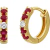 Bony Levy El Mar Sapphire & Diamond Hoop Earrings In 18k Y. Gold/ruby/diamond