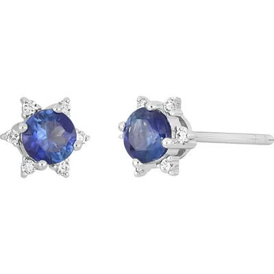 Bony Levy El Mar Sapphire & Diamond Stud Earrings In Silver