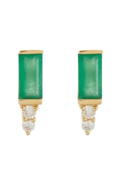 Bony Levy El Mar Stud Emerald & Diamond Earrings In Green
