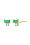 Bony Levy El Mar Stud Emerald & Diamond Earrings In 18k Yellow Gold