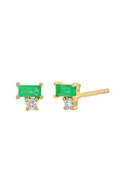 Bony Levy El Mar Stud Emerald & Diamond Earrings In Gold