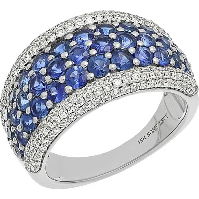 Bony Levy El Mar Wide Ring In White Gold/diamond/sapphire