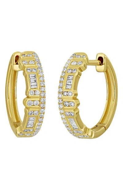 Bony Levy Florentine 18k Gold Diamond Huggie Hoop Earrings