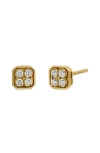 Bony Levy Florentine 18k Gold Diamond Square Stud Earrings In Gold