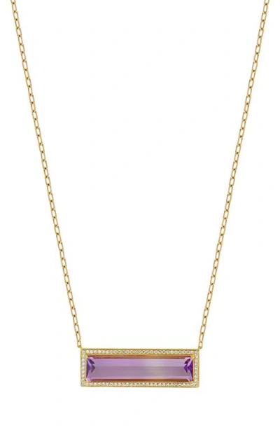 Bony Levy Gemstone & Diamond Bar Pendant Necklace In 18k Yellow Gold/amethyst