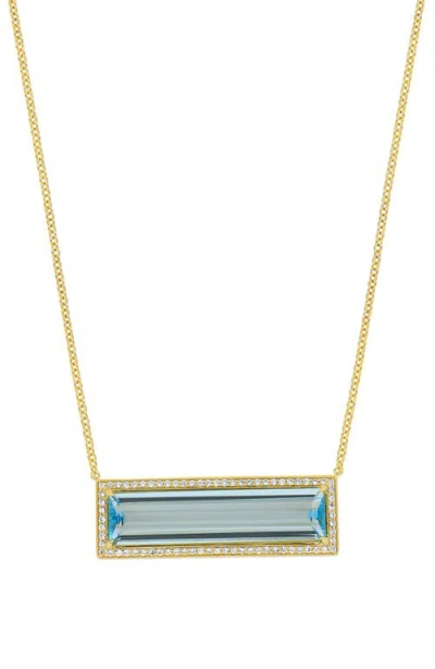 Bony Levy Gemstone & Diamond Bar Pendant Necklace In 18k Yellow Gold/blue Topaz