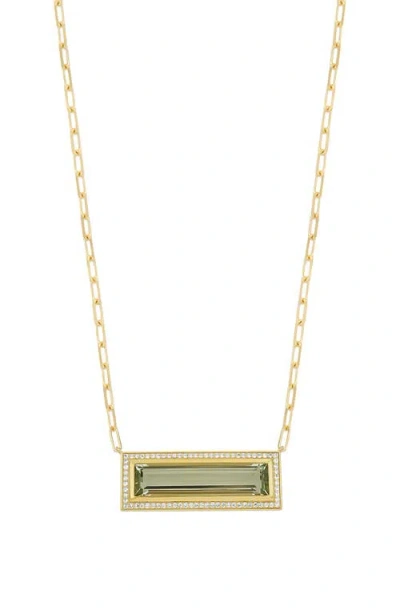 Bony Levy Green Amethyst & Diamond Pavé Pendant Necklace In Gold