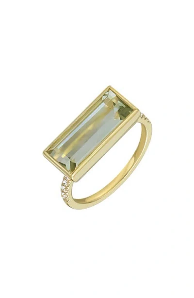 Bony Levy Baguette Statement Ring In 18k Yellow/green Amethyst