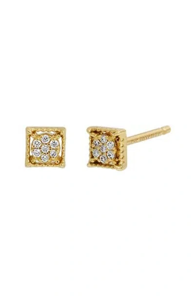 Bony Levy Icon 18k Yellow Gold Pavé Diamond Square Stud Earrings