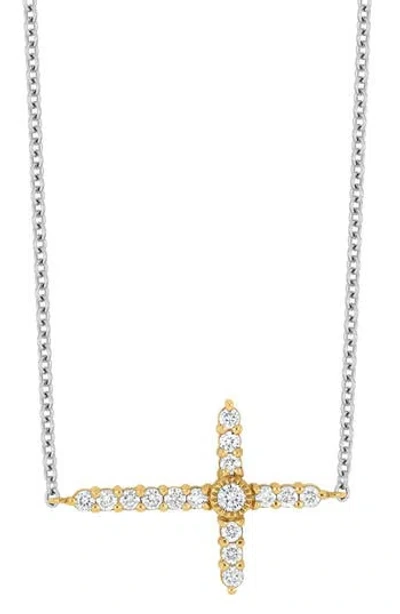 Bony Levy Icon Sideways Diamond Cross Pendant Necklace