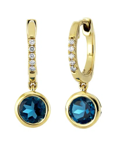 Bony Levy Iris 18k 1.55 Ct. Tw. Diamond & 2 London Blue Topaz Drop Ear Earrings In Gold