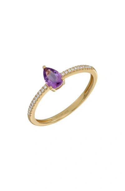 Bony Levy Iris 18k Yellow Gold Amethyst & Diamond Stacking Ring