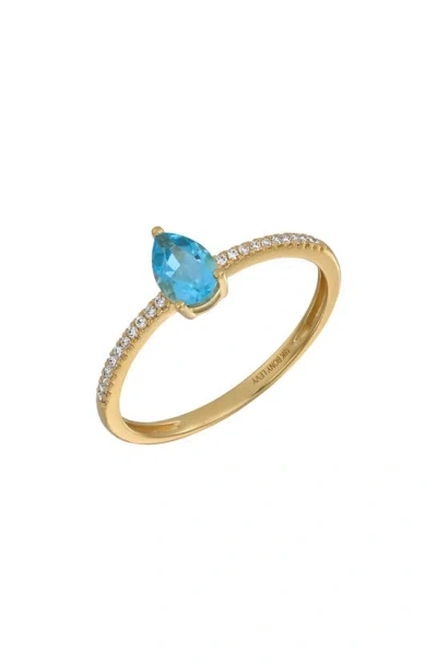 Bony Levy Iris 18k Yellow Gold Blue Topaz & Diamond Stacking Ring