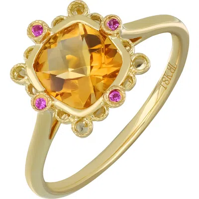 Bony Levy Iris 18k Yellow Gold Citrine & Pink Sapphire Ring