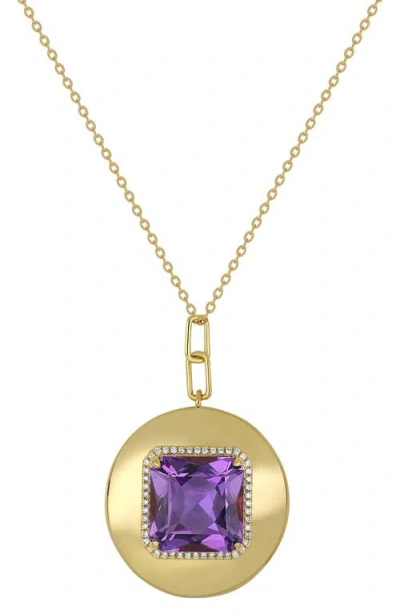 Bony Levy Iris Amethyst & Diamond Medallion Pendant Necklace In Gold