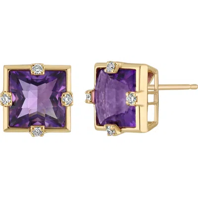 Bony Levy Iris Amethyst & Diamond Stud Earrings In Gold